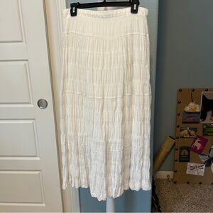 MAX STUDIO White Tiered Lace Textured Maxi Skirt Cottagecore Fairy Size Medium
